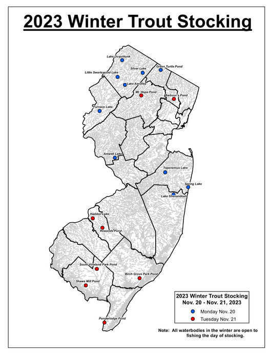 2023 Winter Trout Stocking Schedule