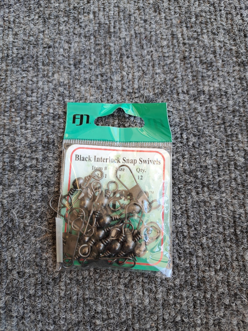 Dolpin FJ Neil Company Black Interlock Snap Swivel 12 Pack