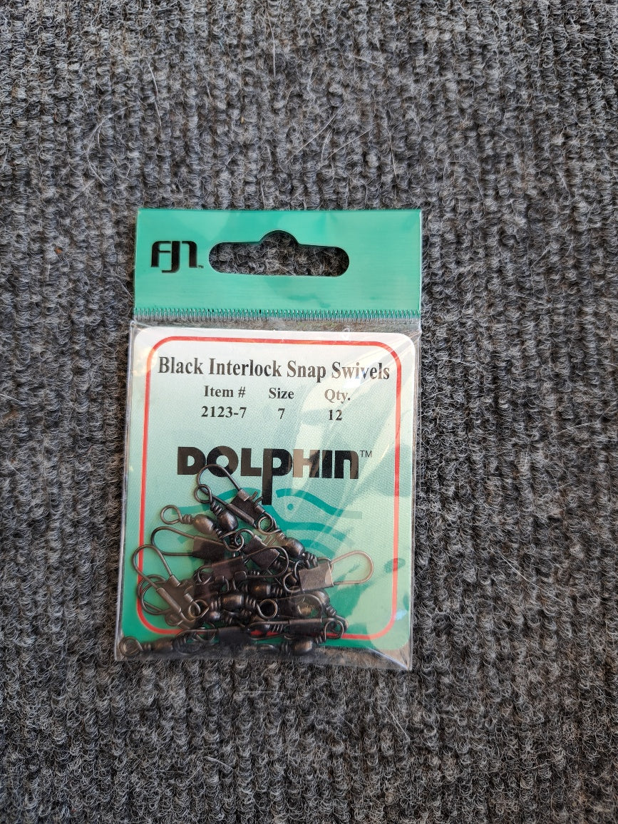Dolpin FJ Neil Company Black Interlock Snap Swivel 12 Pack