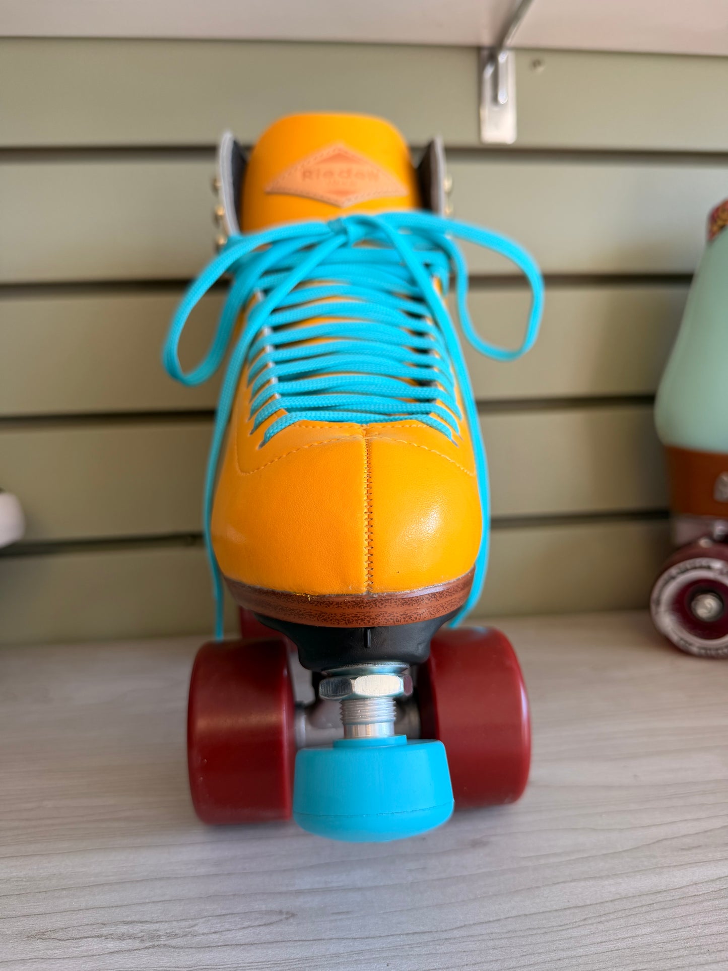 Riedell Crew Leather Roller Skates - Yellow, Turquoise, Red