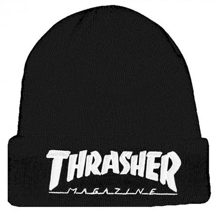 THRASHER EMBROIDERED LOGO BEANIE BLACK/WHITE
