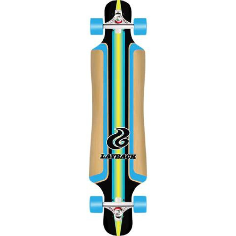 LAYBACK SUNSTRIPE YELLOW DROP THRU LONGBOARD COMPLETE9.75X40