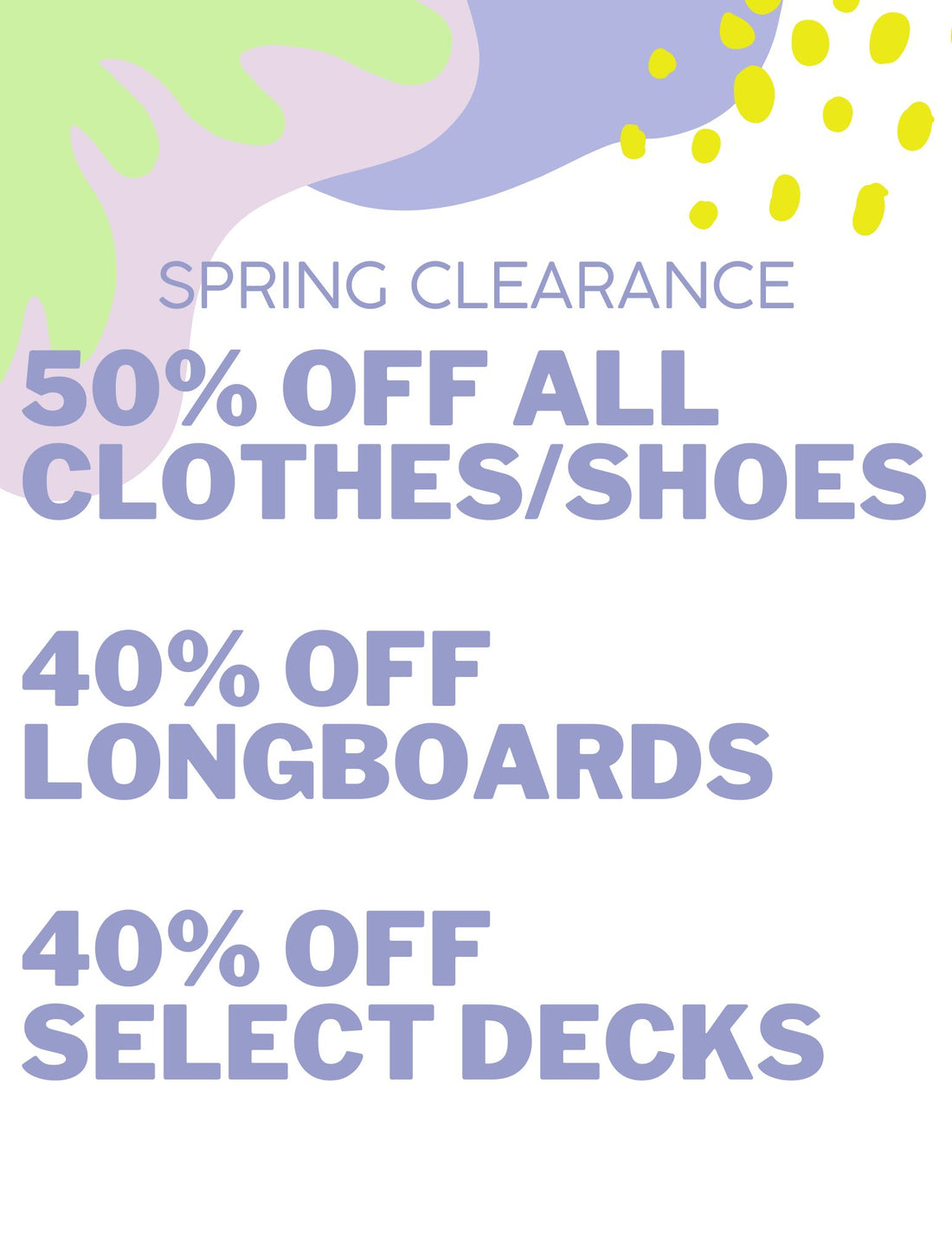 SPRING CLEARANCE SALE