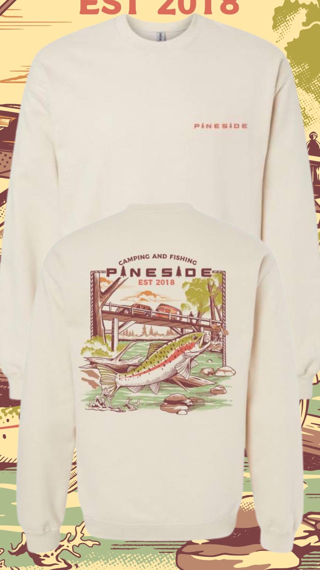 Pineside "Camping and Fishing" Crew Neck