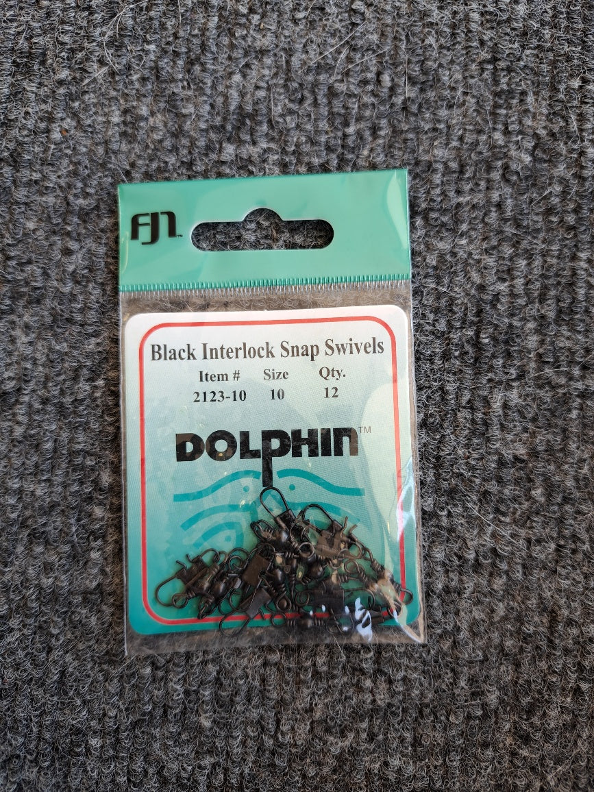 Dolpin FJ Neil Company Black Interlock Snap Swivel 12 Pack