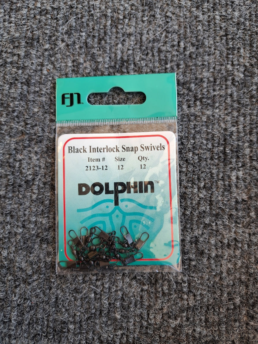 Dolpin FJ Neil Company Black Interlock Snap Swivel 12 Pack