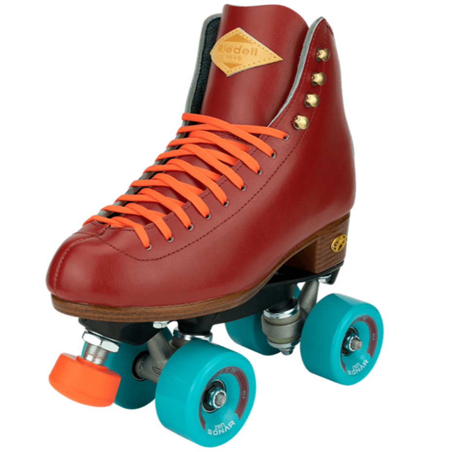Riedell Crew Leather Roller Skates - Yellow, Turquoise, Red