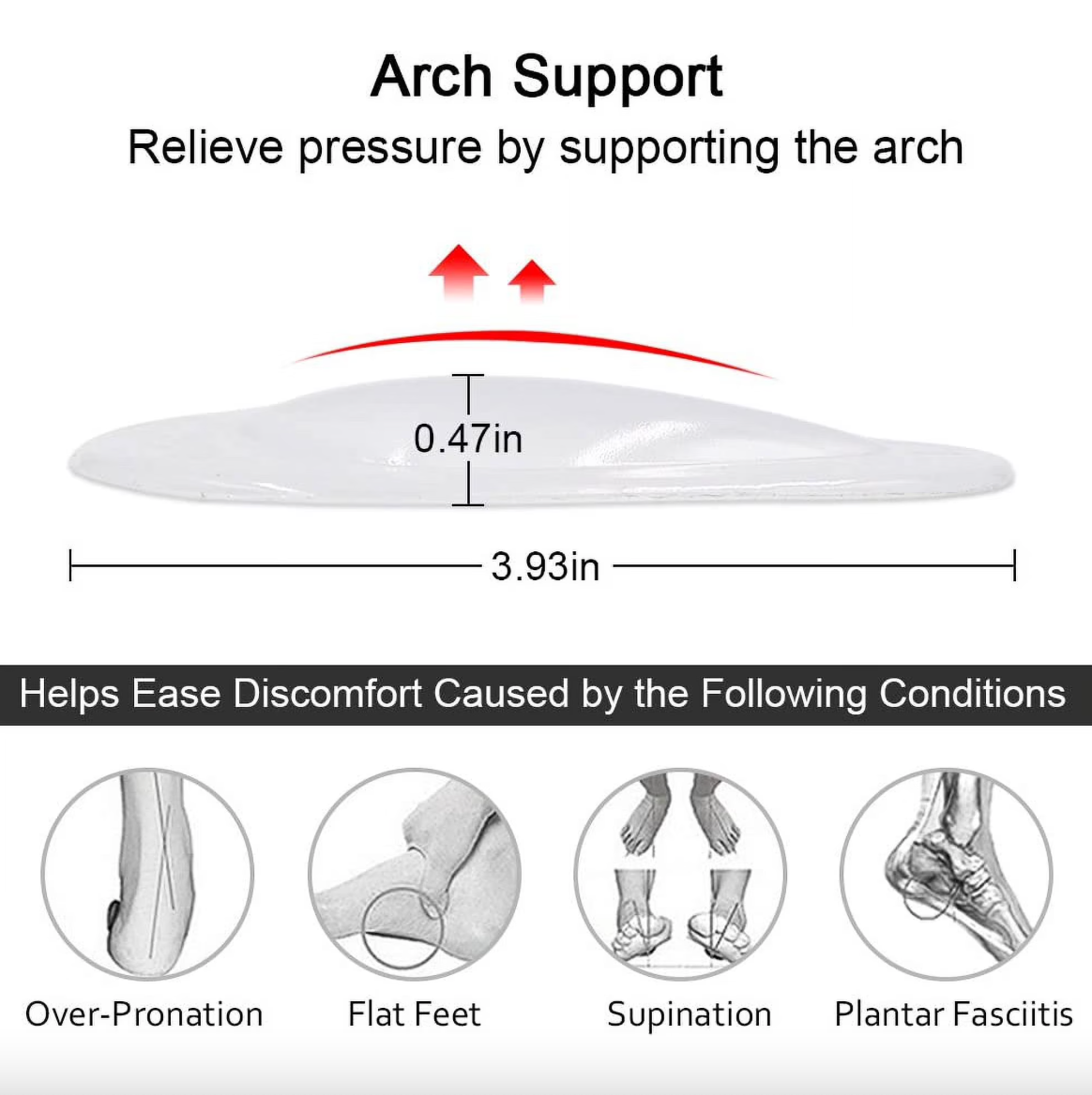 Dr. Foot Gel Arch Support Inserts For Roller Skates